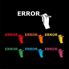 Symbol of word ERROR isolated on black background