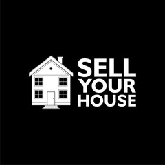 House for sale icon flat symbol isolated on black background