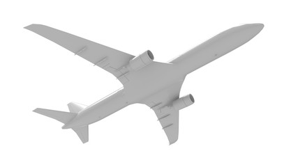3d rendering of a jumbo jet commericial airplane isolated in white