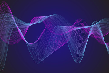 Curve wavy lines science and technology background.