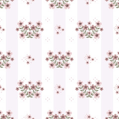 Seamless pattern with beautiful flowers in pastel colors on a white background