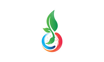 logo clean home leaf circle 