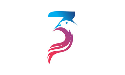logo bird letter 3 colorful vector