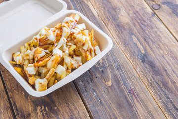 Chips potatoes fried and  mozzarella