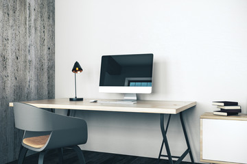 home interior with workplace