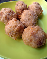 Fried meatballs (Bakso Goreng) green plate