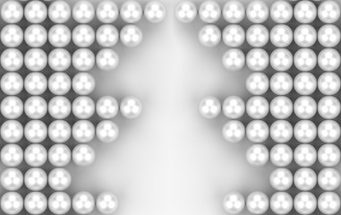 3d rendering. White sphere pearl in merry Christmas tree shape wall background.
