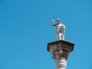 Vicenza, ITALY - AUGUST 13, 2019: sculpture on a column in the square