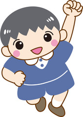 男の子　子ども　ジャンプ　元気　幼稚園児　保育園児　制服　