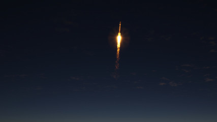 Rocket flies to space