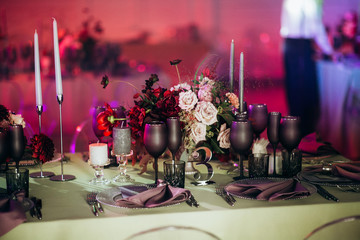 Wedding table decoration and luxury setting
