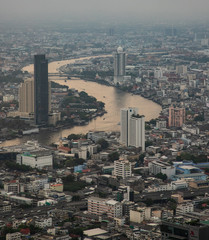 panoramic view of Chao Phraya river, Bangkok, Thailand