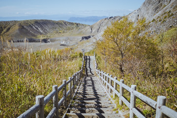 The path to the crater of Usuzan, Hokkaido, Japan
