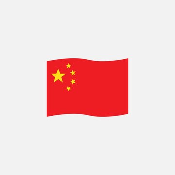 Chinese flag colors flat icon, vector sign, waving flag of China colorful pictogram isolated on white. Symbol, logo illustration. Flat style design
