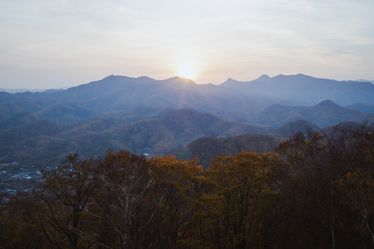 A view of sunset from Mount Moiwa, Sapporo, Japan