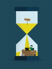 He was busy trying to finish the job in deadline,Like he was working in hourglass