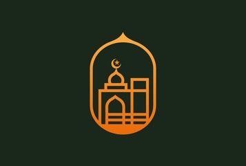 Modern simplistic mosque illustration logo design vector graphic
