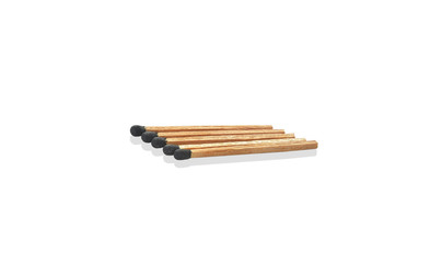Wooden match close-up isolated on white background