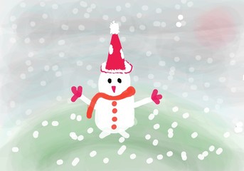 christmas card with snowman