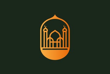 Modern simplistic mosque illustration logo design vector graphic