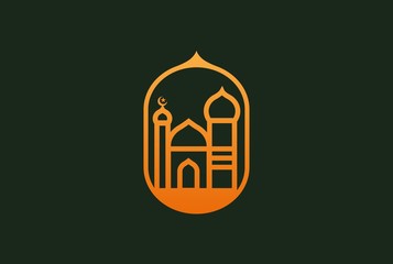 Modern simplistic mosque illustration logo design vector graphic