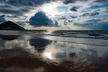 Bay of Biscay in evening, Donostia, Spain.