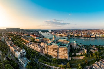 Drone photo of buda castle Budapest, Hungary