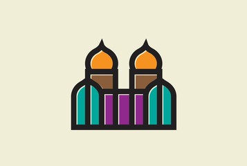 Modern simplistic mosque illustration logo design vector graphic