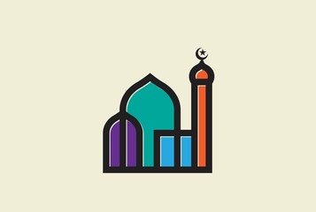 Modern simplistic mosque illustration logo design vector graphic