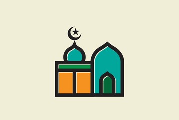 Modern simplistic mosque illustration logo design vector graphic