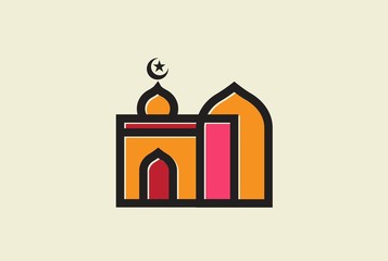 Modern simplistic mosque illustration logo design vector graphic