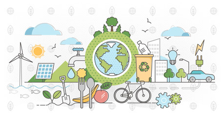 Eco friendly outline concept clean environment vector illustration
