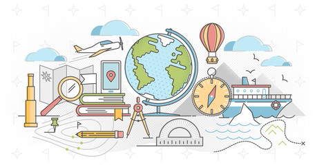 Geography outline concept vector illustration. © VectorMine
