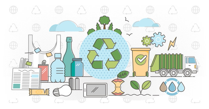 Recycle outline concept flat vector illustration