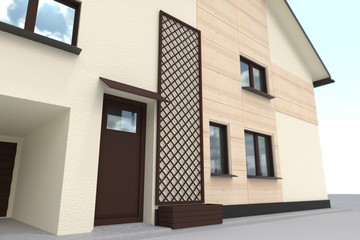 Fototapeta na wymiar 3d illustration. house with windows and pergola