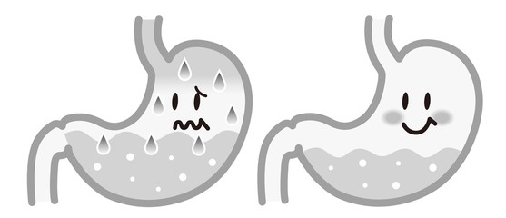 胃　胃酸過多　モノクロ