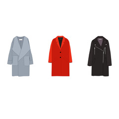 Women coat set icons vector