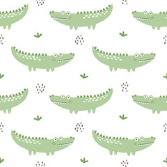 Crocodile seamless background repeating pattern, wallpaper background, cute seamless pattern background