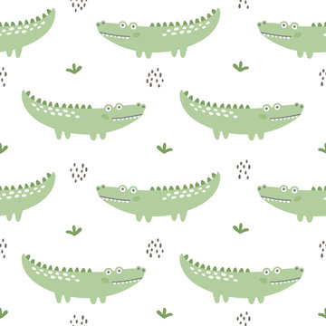 Crocodile seamless background repeating pattern, wallpaper background, cute seamless pattern background