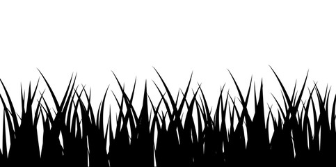 Set of Black Grass Silhouettes Isolated on White Background. Vector illustration.