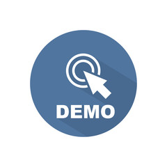 Demo with cursor sign icon. Demonstration symbol. Circle flat button. Modern UI website navigation. Vector - obrazy, fototapety, plakaty