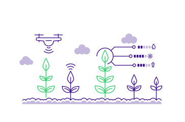 Smart Farming concept. Farm Management Information Systems, Precision Agriculture. Agricultural automation and robotics. Modern technologies. Vector © paintermaster