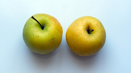 Organic yellow apple on a white background