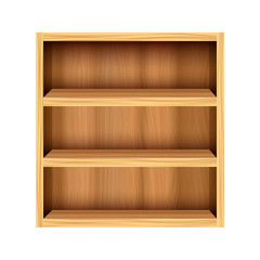 Obraz premium Realistic Detailed 3d Empty Wooden Bookshelves. Vector