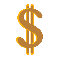 The Iconic Golden Dollar Sign On White