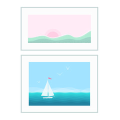 Landscape pictures in frames interior design elements