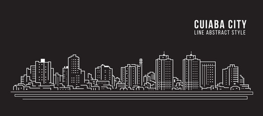 Cityscape Building panorama Line art Vector Illustration design - Cuiaba city