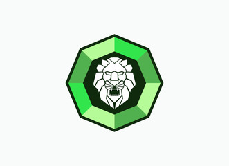 vector of emerald lion head logo sign eps format