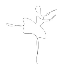 Fototapeta premium Ballerina silhouette line drawing, vector illustration