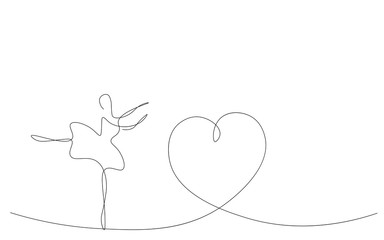 Valentines day background with ballet dancer and tree, vector illustration